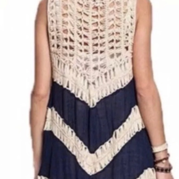 NWT Boho Long Cardigan Vest Duster Crochet Small S - Picture 2 of 2